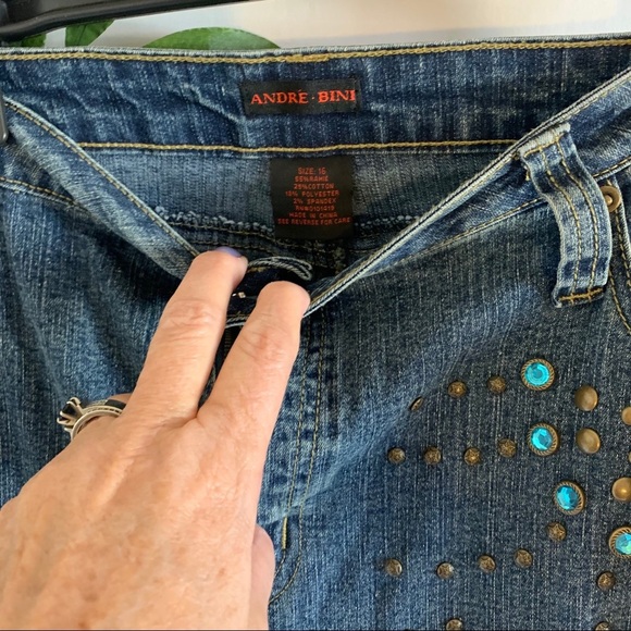 Andre Bini Turquoise Bling Jeans! Size 16 - Picture 5 of 7